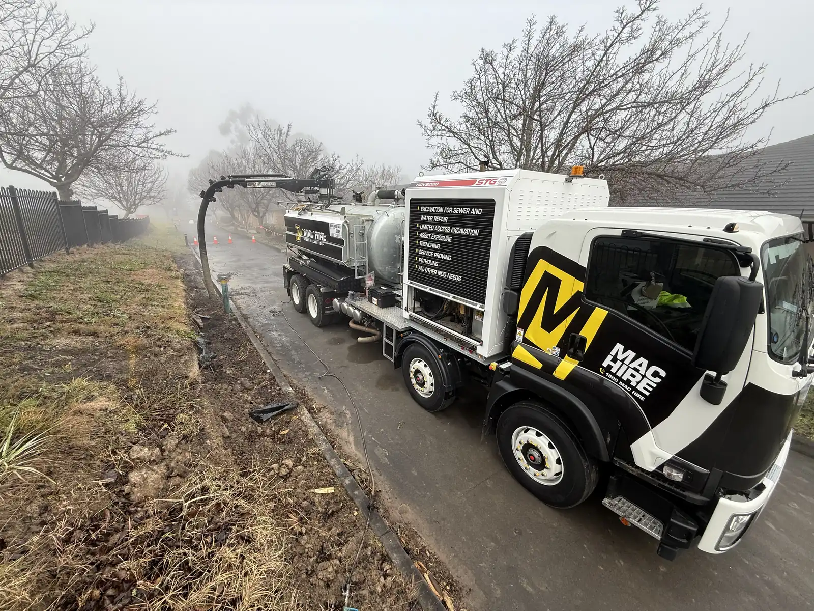 MAC Locating hydro excavation truck on site